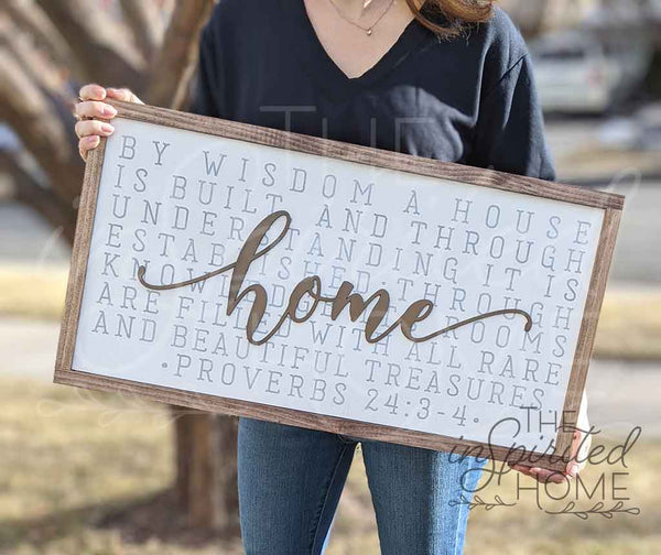 By Wisdom a House is Built - Bible Verse Sign