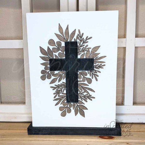 Floral Cross Wooden Sign