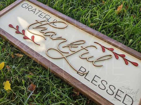 Thankful Grateful Blessed - Gallery wall sign