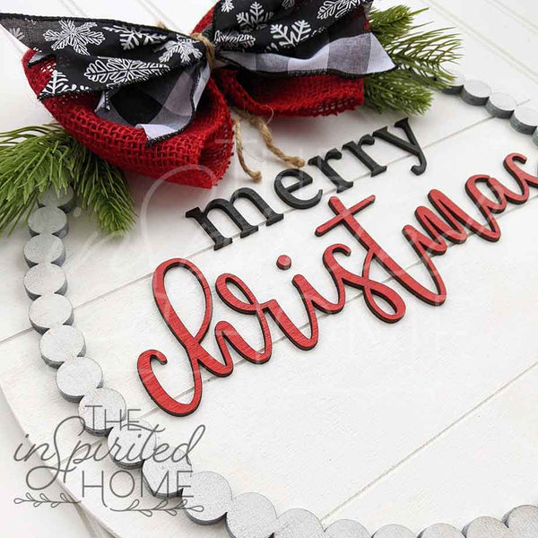 Merry Christmas - Beaded Door Hanger Sign