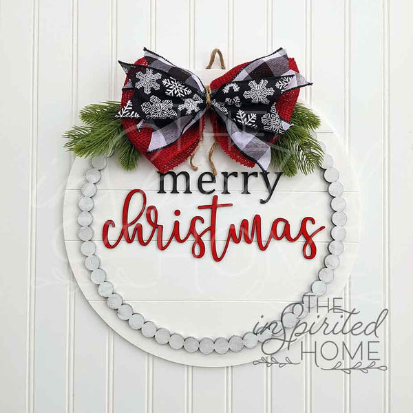 Merry Christmas - Beaded Door Hanger Sign
