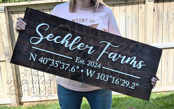 Compass GPS Coordinate, Personalized Coordinates Wood Sign, Latitude Longitude, Custom Family Name