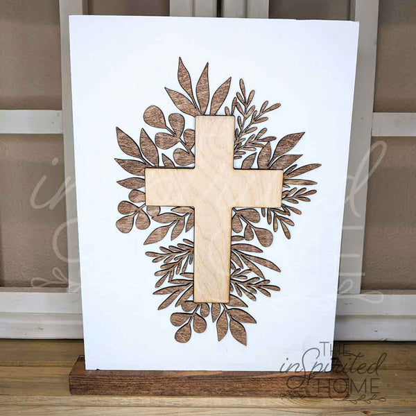 Floral Cross Wooden Sign