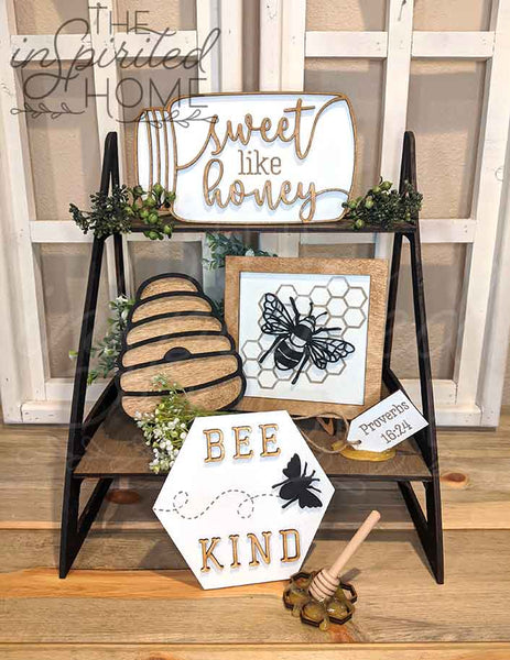 Bee Tiered Tray Decor - Set of 6