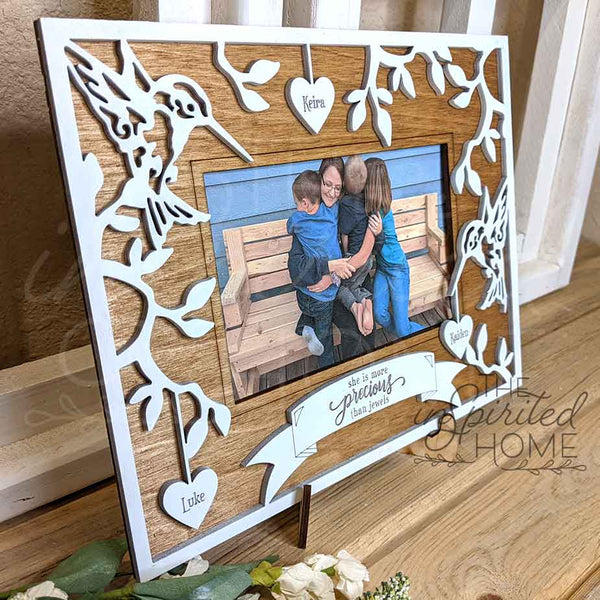Humming Bird Family Picture Frame- Personalized Mother's Gift