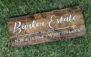 Personalized Coordinates Wood Sign