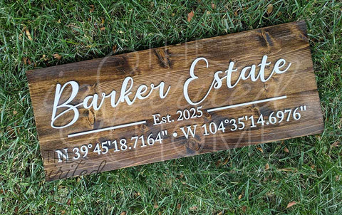 Personalized Coordinates Wood Sign