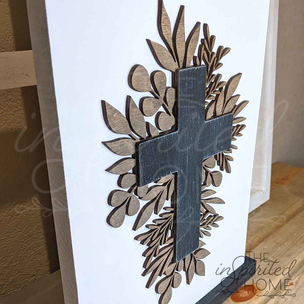 Floral Cross Wooden Sign