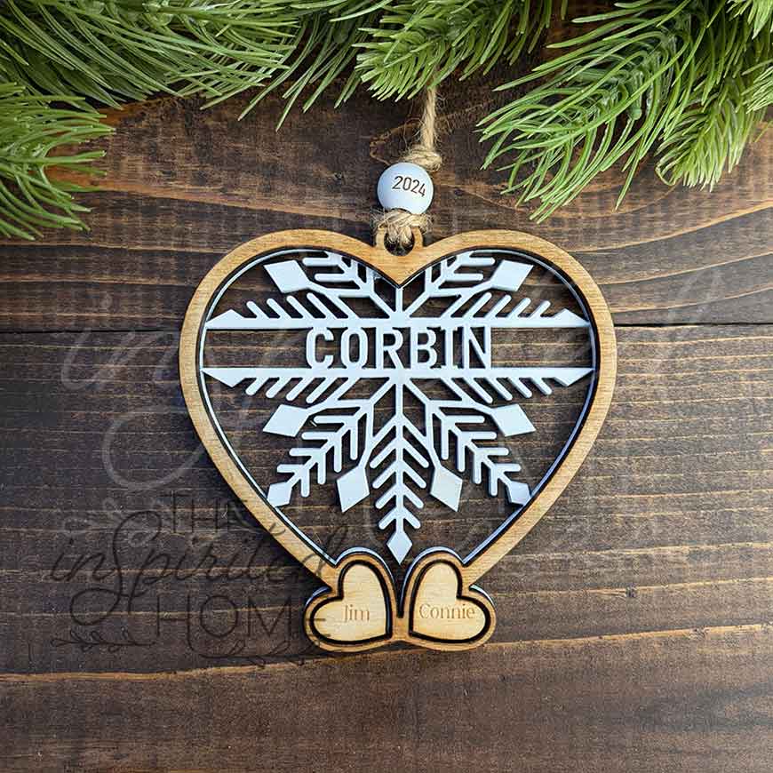 Heart Snowflake - Family Personalized Ornament