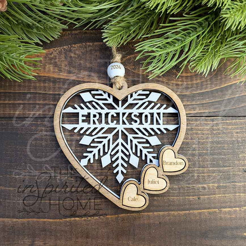 Heart Snowflake - Family Personalized Ornament