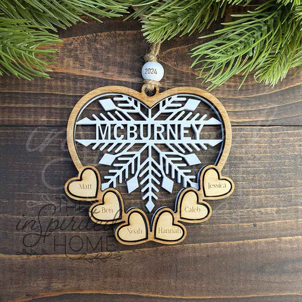 Heart Snowflake - Family Personalized Ornament