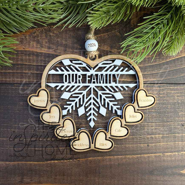 Heart Snowflake - Family Personalized Ornament