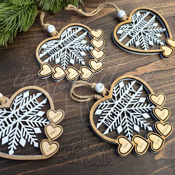 Heart Snowflake - Family Personalized Ornament