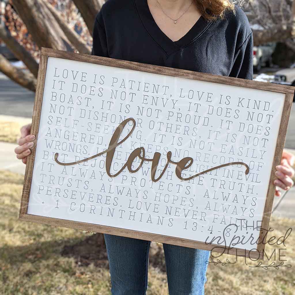 Love is Patient Love is Kind  - 1 Corinthians 13 Sign