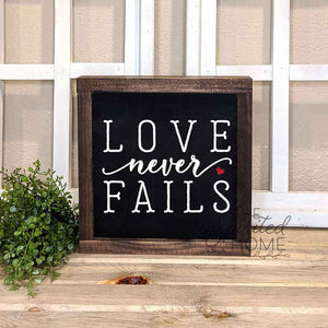 Love Never Fails Home Decor - 1 Corinthians Sign - Love Never Fails Small Sign - Christian Valentine's Day Decor - Love Sign Valentines Day