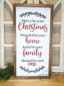 Merry be Your Christmas Sign - Peaceful be your home Christmas Decor - Joyful be your family Holiday Sign - Blessed be each one Sign