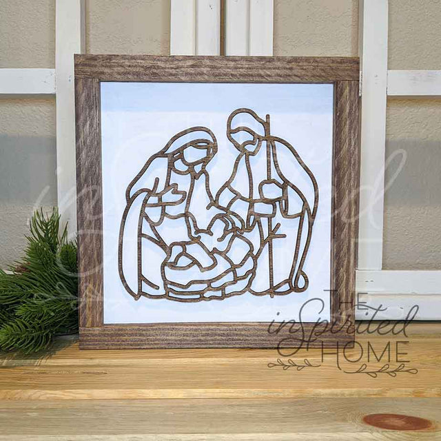 Nativity Scene - Christmas Nativity Sign - Jesus in a Manger Decor - Christmas Story Sign - Mary Joseph and Jesus Decor - Small Nativity Sign 