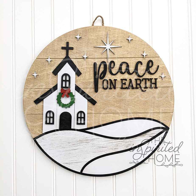 Peace on Earth Christmas Decor - Christmas Church Door Hanger - Christmas Church Sign - Hymn Church Sign - Christmas Hymn Sign