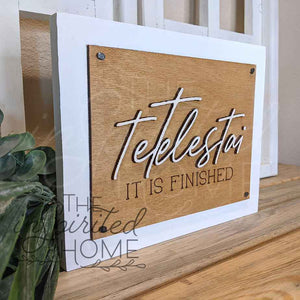 3 Crosses Decor - Tetelestai Sign | It is Finished Sign | Easter Wall Decor Sign | Paid In Full
