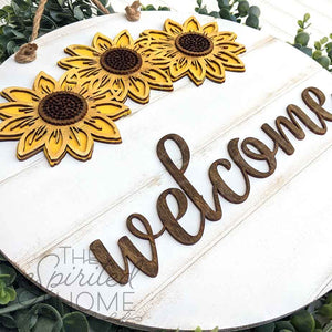 Sunflower Door Hanger_ Welcome Sunflower _ Sunflower Door Decor _ Fall Sunflower Sign _ Fall Porch Decor _ Fall Door Hanger 