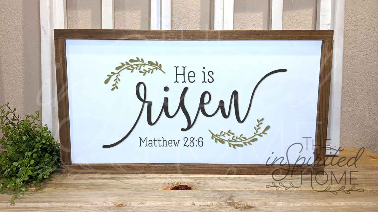 Easter Home Decor Sign - He is Risen Sign - Matthew 28:6 Sign - Christian Easter Sign