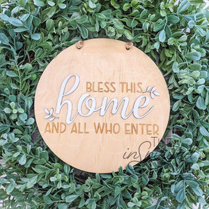 Wreath Accent Sign | Housewarming Gift | Front Door Decor | Round Door Sign |