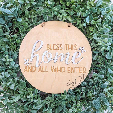 Wreath Accent Sign | Housewarming Gift | Front Door Decor | Round Door Sign |