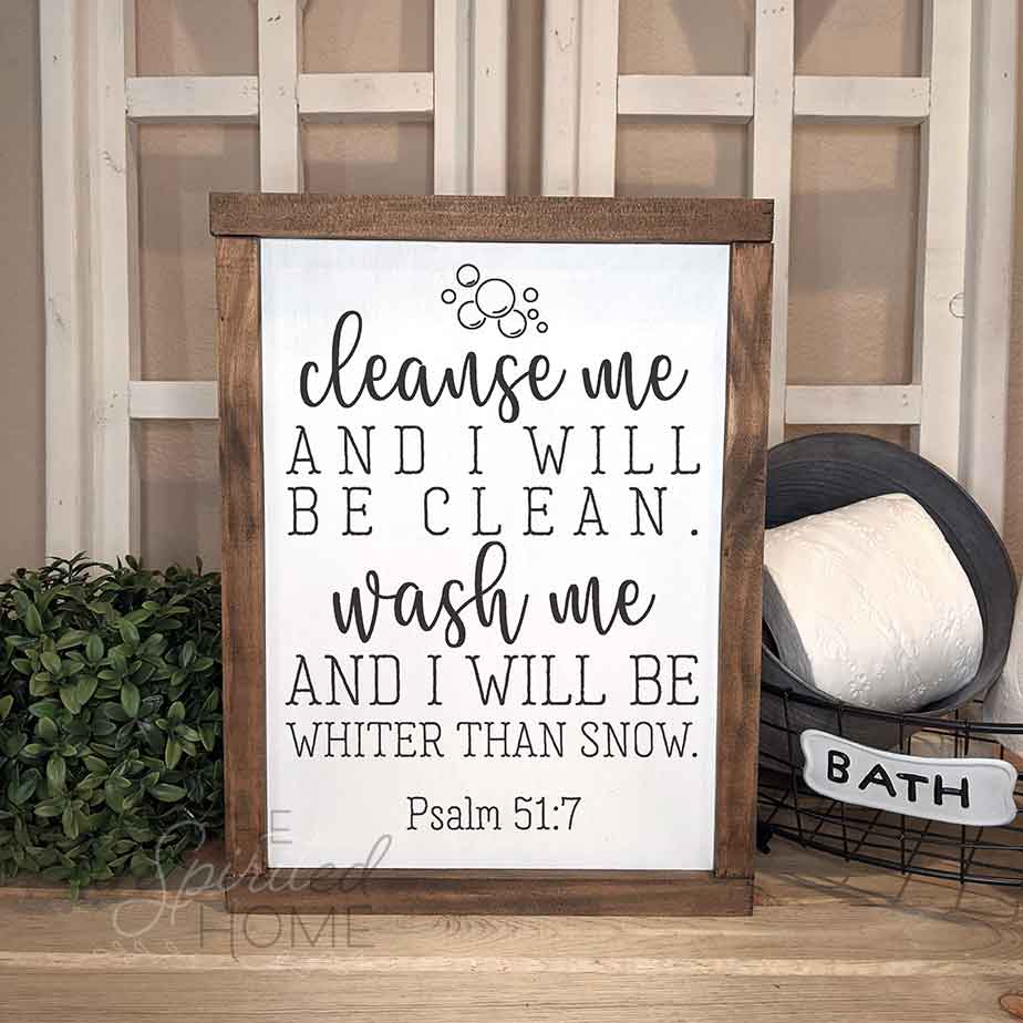 Washed Clean Christian Sign Cleanse Me And I Will Be Clean - Bathroom Sign – The InSpirited Home