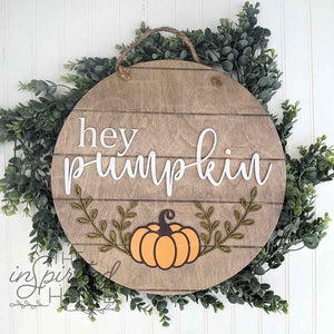 Buy Happy Harvest Cutout, Unfinished Pine Circle, Pumpkin Door Hanger