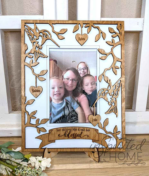 Humming Bird Family Picture Frame- Personalized Mother's Gift