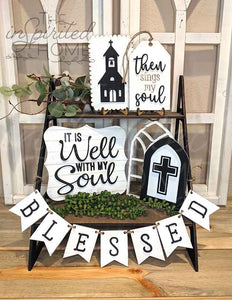 Then sings my soul | How Great Thou Art |  It is Well with My Soul Sign |  Mini Church Windows