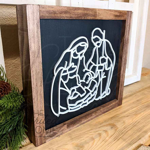 Small Wood Nativity Sign