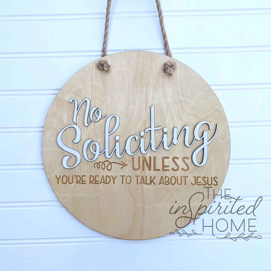 No Soliciting Sign - Wreath Accent Sign