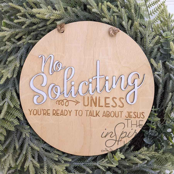 No Soliciting Sign - Wreath Accent Sign