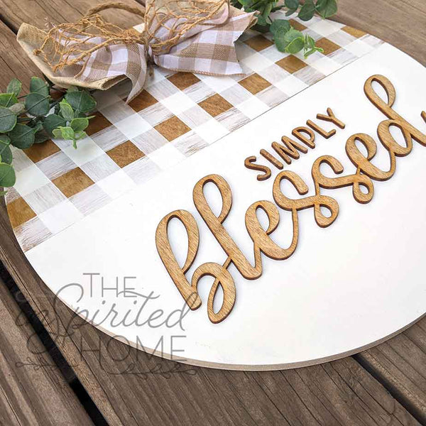 Farmhouse Rustic Door Hanger Simply Blessed